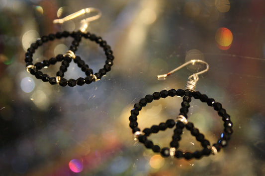 Crystal ‘Peace-Baby-Hoop’ Earrings…Black Swarovski Crystals…Super Chic!…