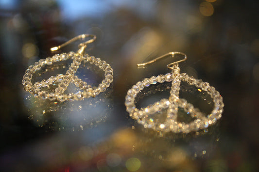 Crystal ‘Peace-Baby-Hoop’ Earrings…Clear Swarovski Crystals…