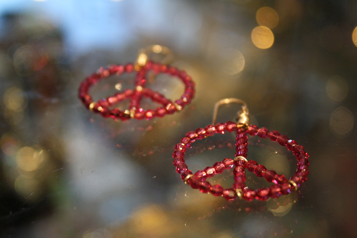 Crystal ‘Peace-Baby-Hoop’ Earrings…Fuchsia Swarovski Crystals…