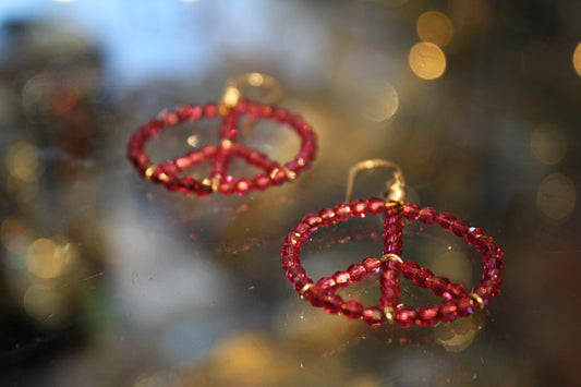 Crystal ‘Peace-Baby-Hoop’ Earrings…Fuchsia Swarovski Crystals…