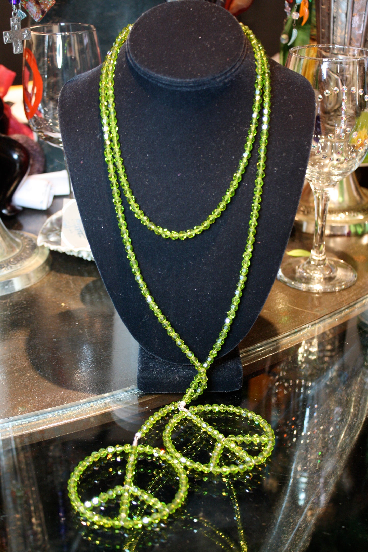 Crystal ‘Peace-Lariat’…Olive Swarovski Crystals…Tie It…Wrap It…Fold It…ENJOY IT!…