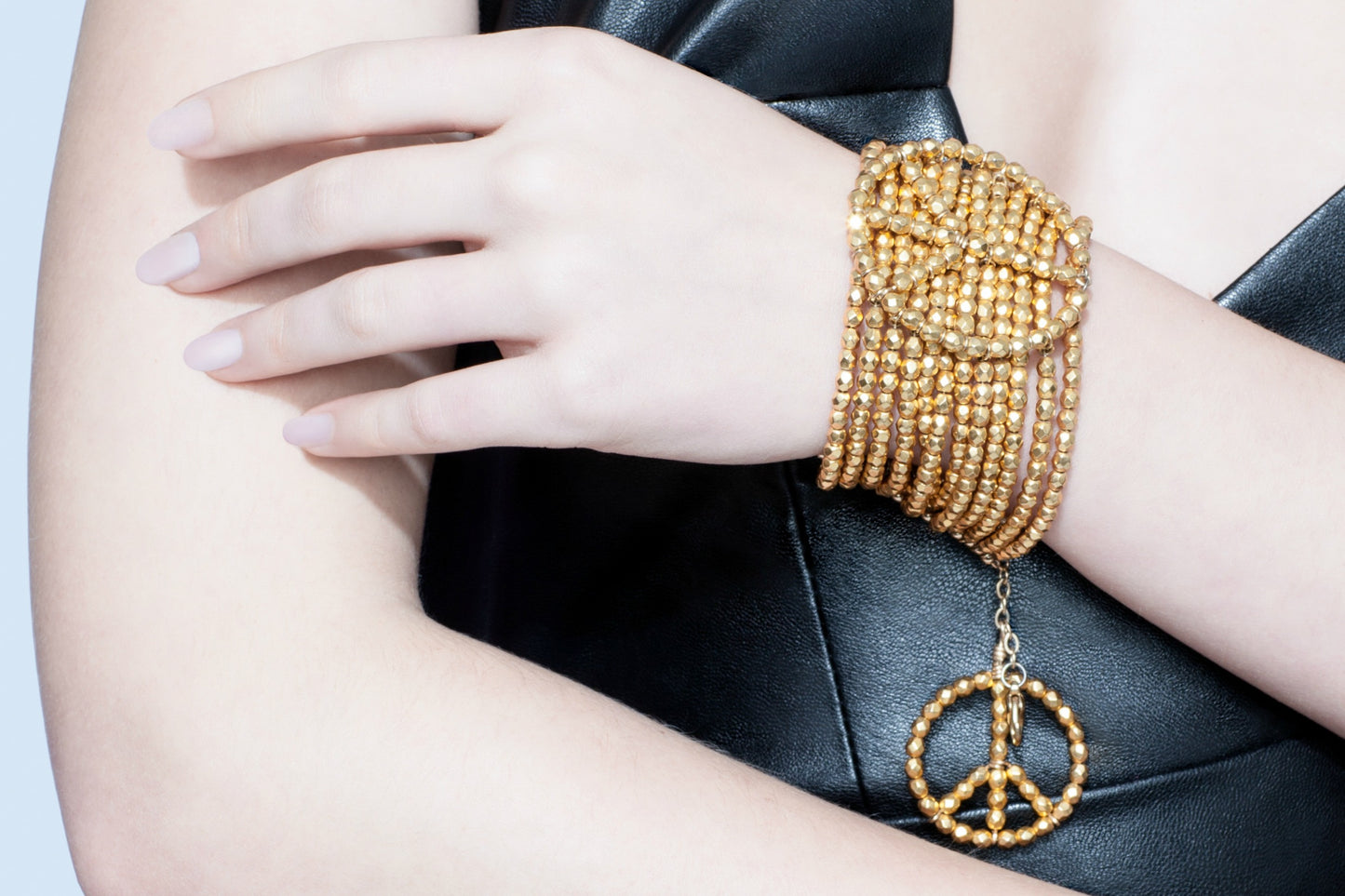 ‘Peace-Cuff’…24K-Gold Colour…Crystals [Swarovski]…Bronze Wiring…