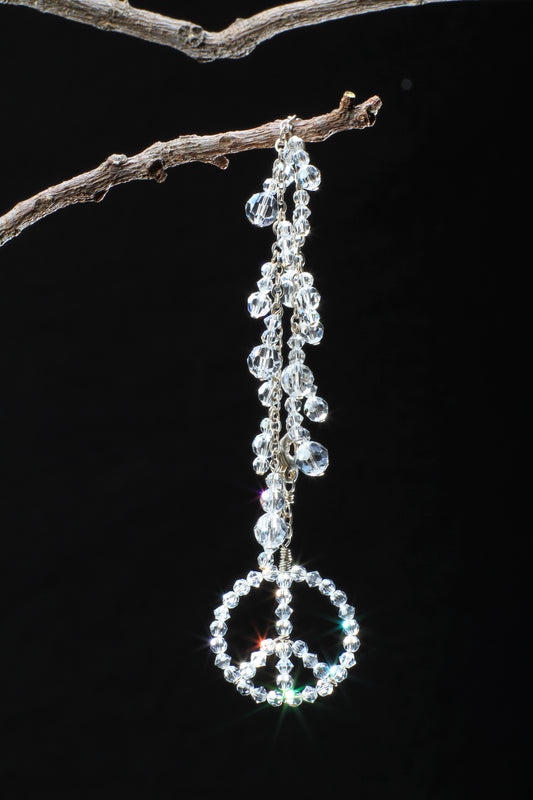 ‘Peace-Icicle-Bracelet’…Clear Swarovski Crystals…Sterling Silver Wiring…