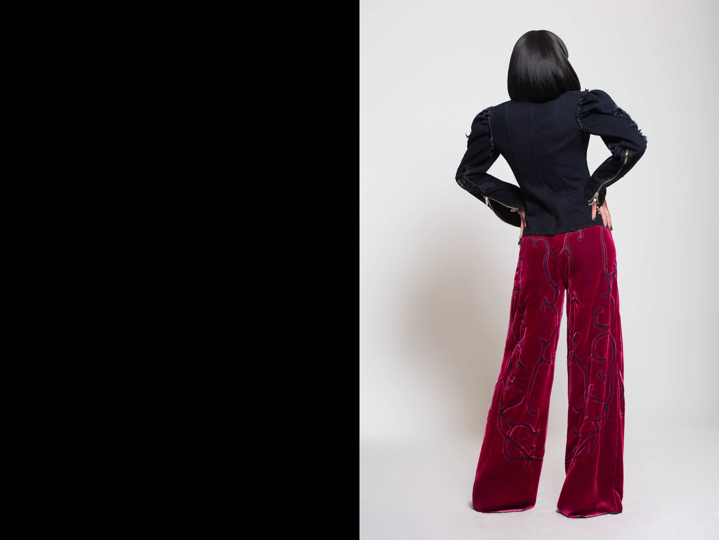 ‘ISIS SWIRL PANTS’ COUTURE…FUCHSIA SILK VELVET…HANDCRAFTED MAGIC…