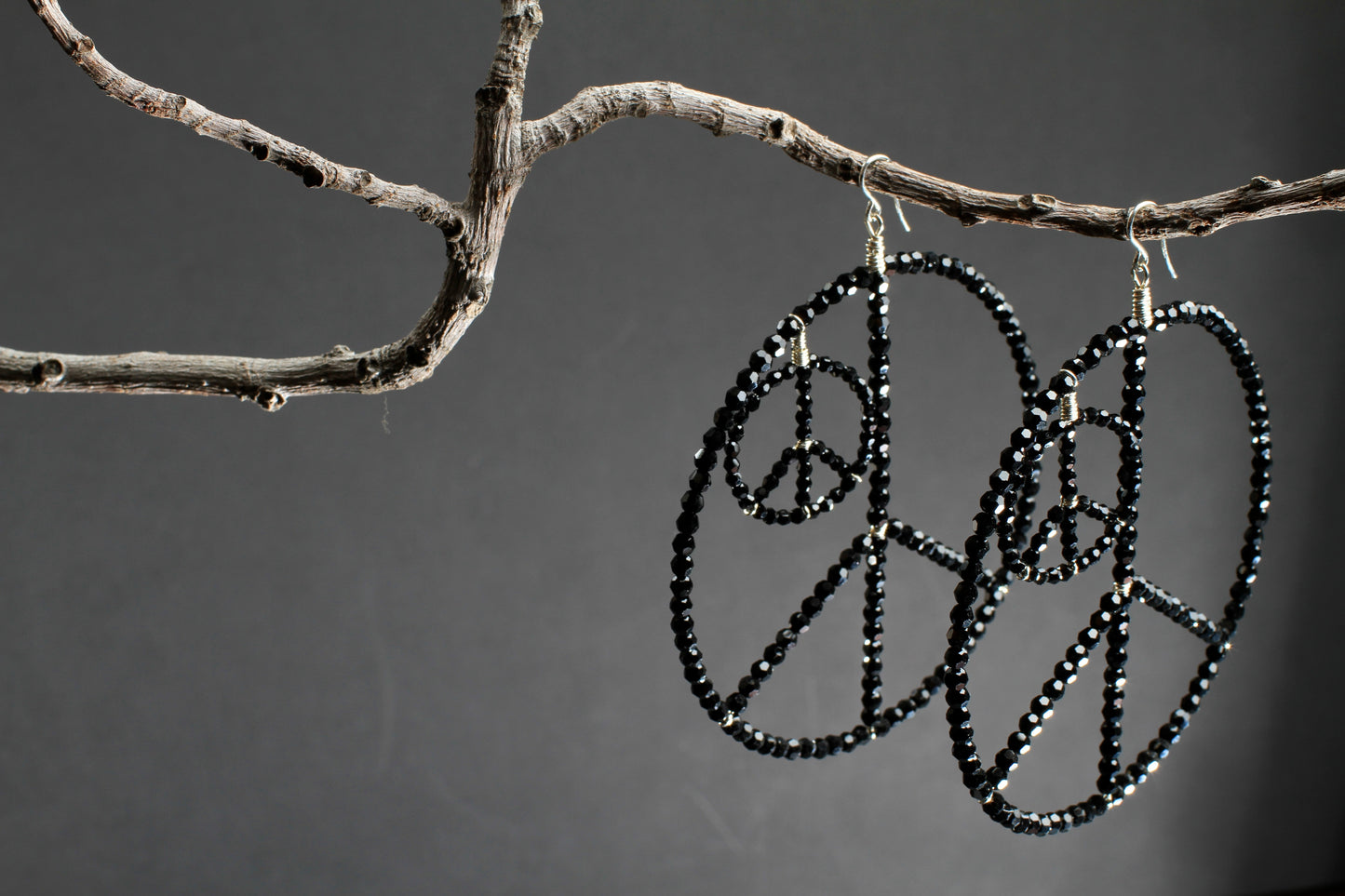 ‘Mini-Me-Peace-Hoop-Earrings’…Swarovski Crystals…Sterling Wiring…