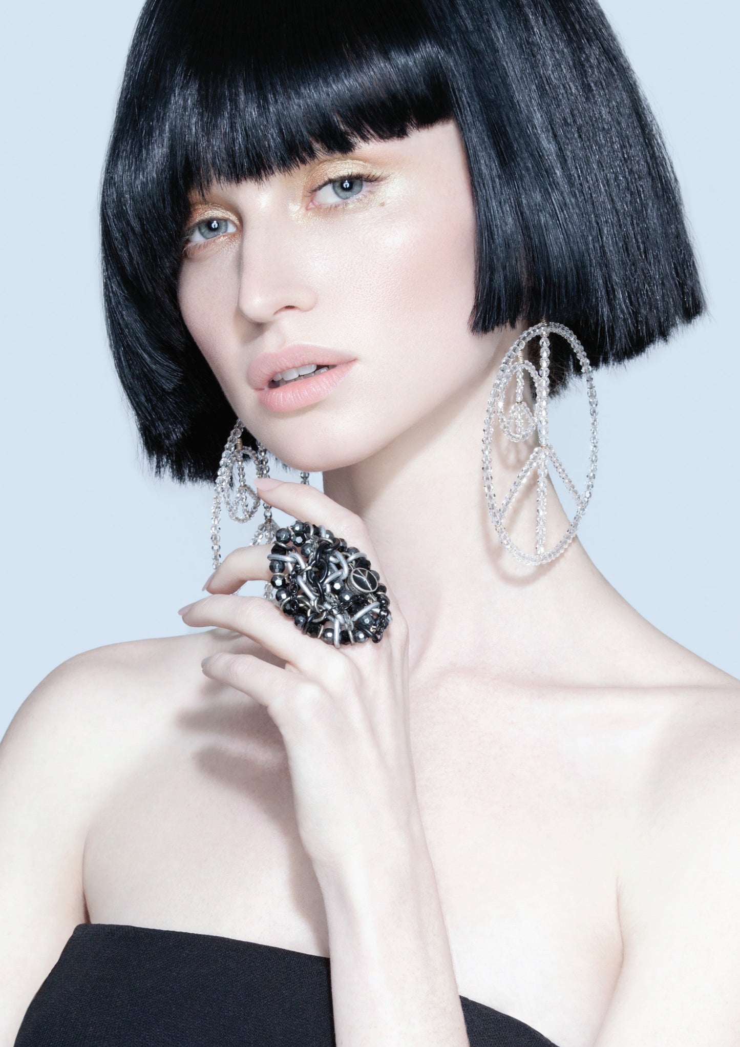 ‘Mini-Me-Peace-Hoop-Earrings’…Swarovski Crystals…Sterling Wiring…