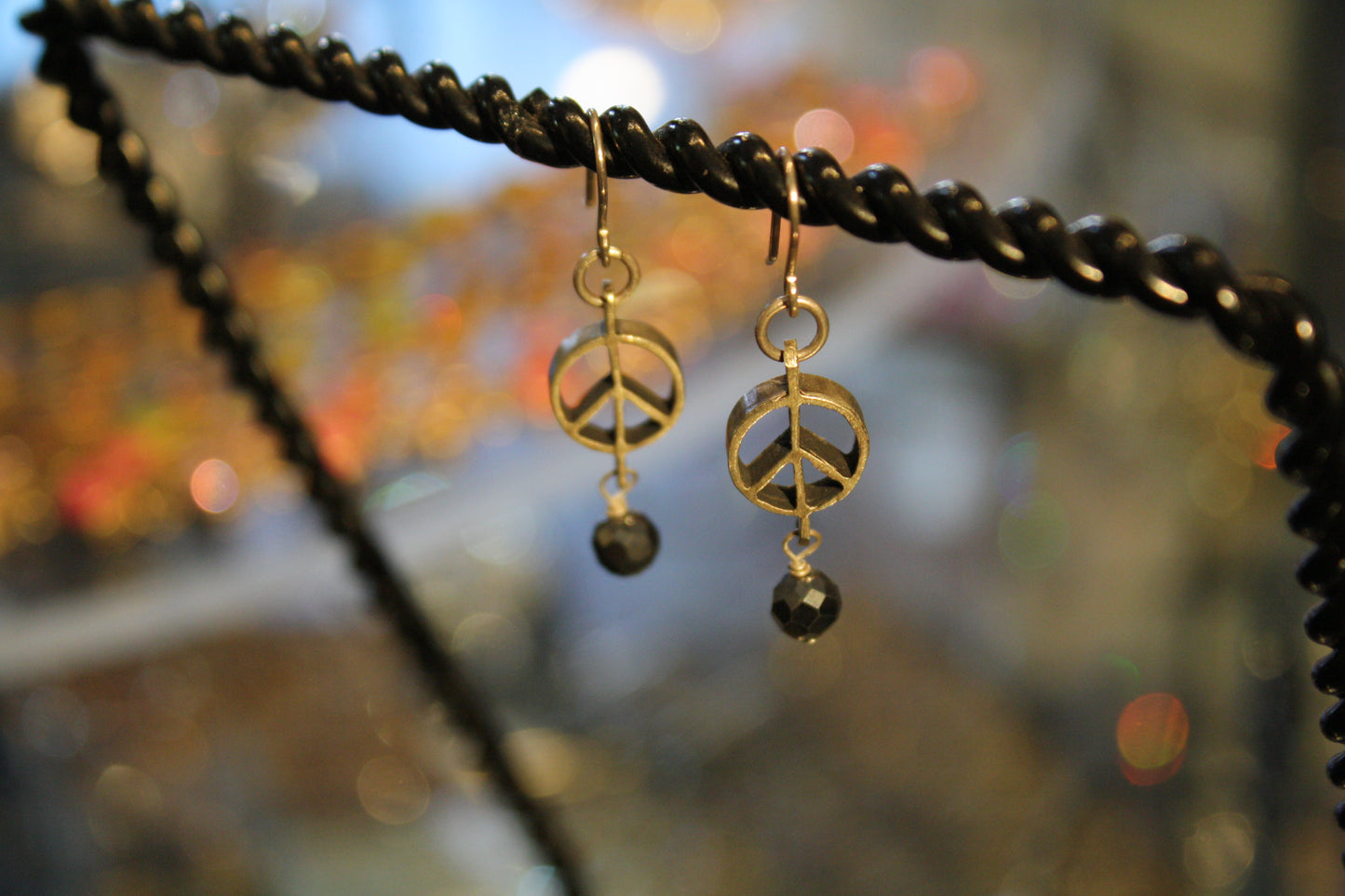 ‘Peace-Pearl’ Earrings…Hematite Swarovski Crystals…