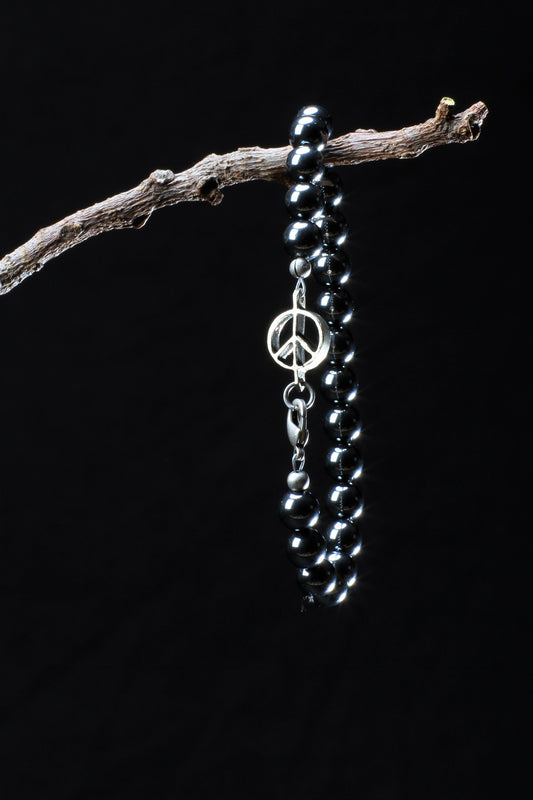 ‘Peace-Pearl’ Healing Stone Bracelet…Hematite…Antique Silver ‘Peace-Pearl’ Link…