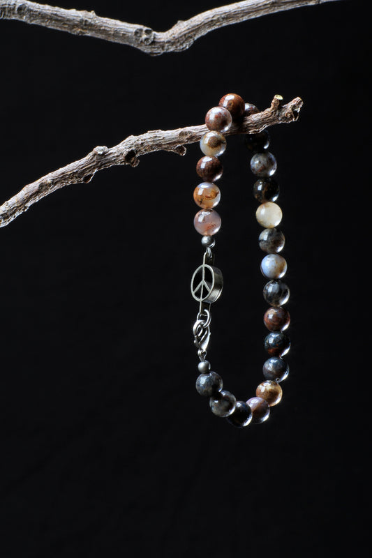 ‘Peace-Pearl’ Healing Stone Bracelet…Tempest Stone…Men’s Fave…Antique Silver ‘Peace-Pearl’ Link…