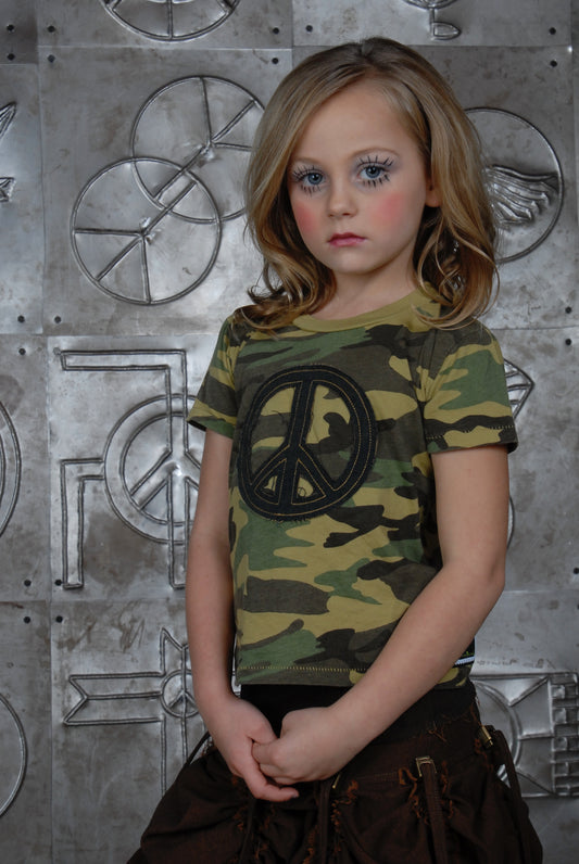 ‘Designer Camo Peace’ T-shirt…Youth Short Sleeve Crew